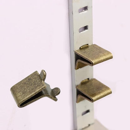 Xadnitu Adjustable Steel Pilaster Shelf Clip Support, 20pcs Bronze Galvanized Steel Shelf Brackets