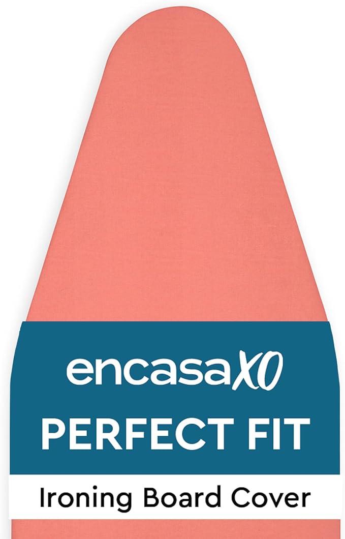 Encasa XO Ironing Board Cover and Pad 42"x14" - 4mm Felt Medium Iron Board Cover with Padding - Heat Resistant, Stain-Safe Dye, Non Slip Elastic Bungee Cord Tightening Iron Table Cover Coral
