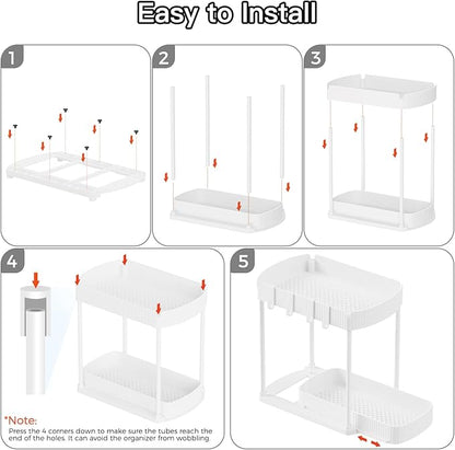 2 Pack Multi-Purpose Pull-Out Storage Organizers, Under Sink & Cabinet Storage, 12.8 Inch, White