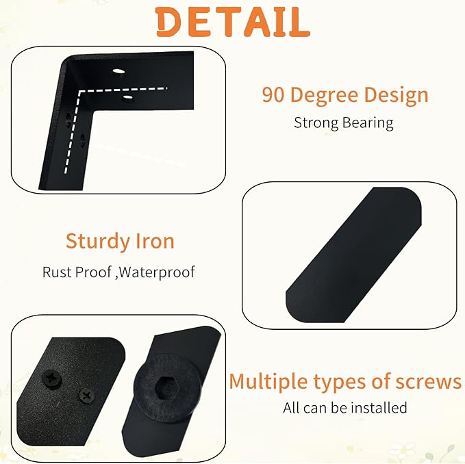 Shelf Brackets for Suncast Sheds,Iron Shelf Accessory Outdoor Sheds Storage,Black,Brackets Only,with EZ Bolt Assembly (L1)