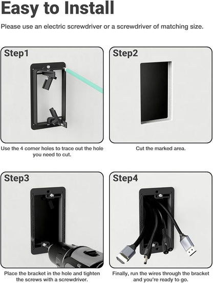 6 Pack Low Voltage Mounting Bracket 1 Gang for Single Gang Wall Plate, Low Voltage Box for Old Work, Telephone Wires, Network Cable, HDMI, Coaxial, Speaker Wire, Black