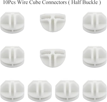 10Pcs Wire Cube Connectors, White Wire Cube Storage Connectors Half Buckle Wire Grid Cube Shelf Plastic Connectors for Wire Cube Storage Shelving Unit and Modular Closet Organizer, SATONBEYI