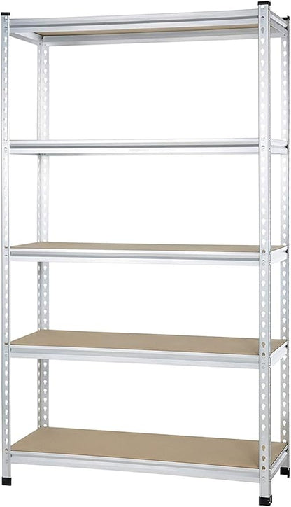 Amazon Basics 5-Tier Medium Duty Garage Shelving Unit, Sturdy Adjustable Storage Shelves, Easy to Assemble, 48" x 18" x 72", Aluminum