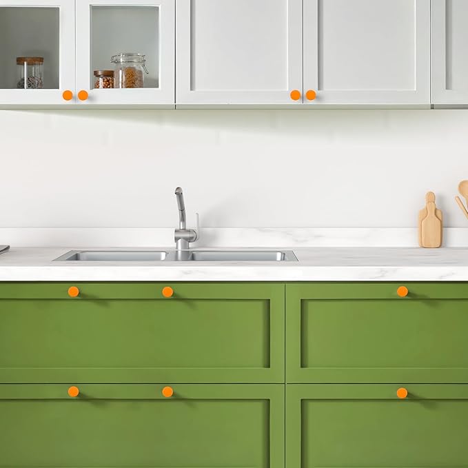 Ravinte 15 Pack Cabinet Knobs Orange Kitchen Cabinet Knobs Round Dresser Drawer Pulls Closet Door Pulls 1-1/5 Inch