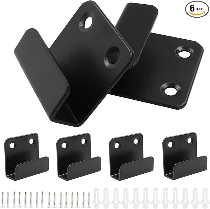 6 Pack Wall Hanger Fastener, Stainless Steel Mount Brackets Hook With 10mm Inner Width Heavy Duty Tile Display Hangers for Ceramic (Black)
