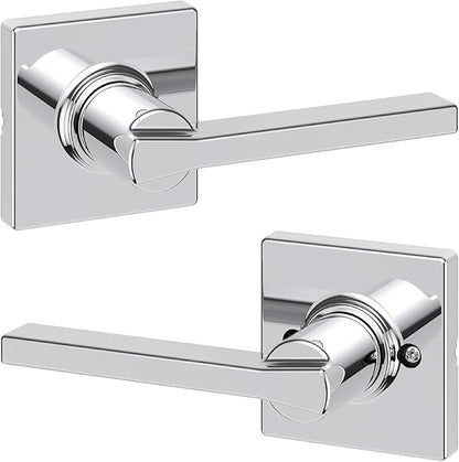 Kwikset Casey Interior Passage Door Handle, Lever For Closet and Hallway Doors, Reversible Non-Locking Handle Lever, Polished Chrome