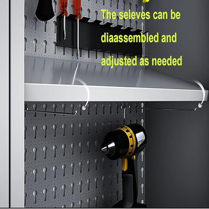 JZD Steel Hanging Upper Garage Cabinets with 22 Tool Hooks, Wall Cabinet for Tool Organization, Black & Grey