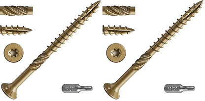 #10 * 3" Deck Screws, (137pcs) 2 lbs.Exterior Wood Screws, Rust Resistant epoxy Coated, Bronze, T25 Star Bit (Pack of 2)