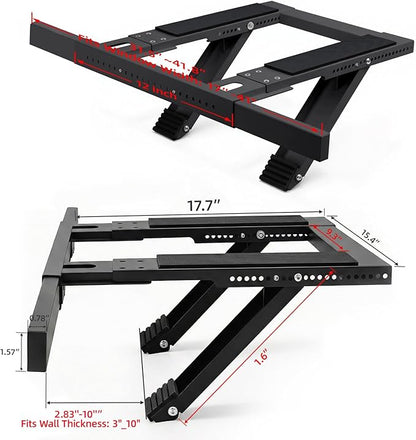 Window AC Support Bracket, No-Drill No-Tool Air Conditioner Support Bracket Adjustable Wall Mount, Heavy Duty Steel Holds Up to 300lbs, Fits Single Or Double Hung Windows, Black