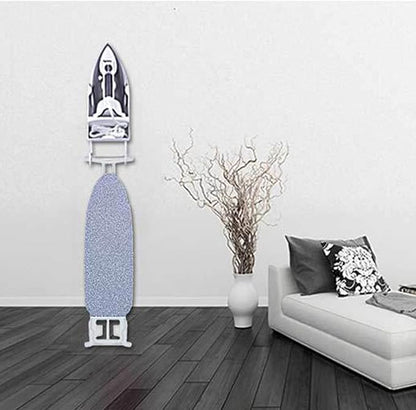Iron Board Hanger, Wall Mounted Electric Iron Holder, Iron and Ironing Board Storage Organizer Shelf with Removable Hooks for Household Bathroom Laundry Room