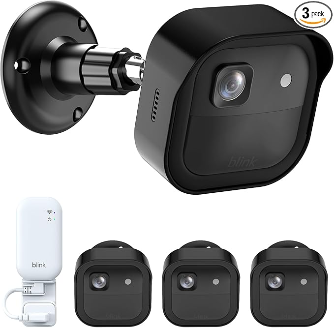 Blink Camera Mount for Outdoor 2K+, 3 Pack Protective Housing and 360° Adjustable Bracket, Snap-On Case for Easy Battery Change, Cable Management Blink Sync Module Mount(Black)