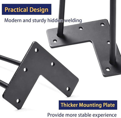 SMARTSTANDARD Hairpin Table Legs 32 Inch, 3/8" Solid Metal Legs for DIY Bench Desk Chairs Dining End Table - Set of 4, Carbon Steel Black Heavy Duty Furniture Legs with Rubber Floor Protectors