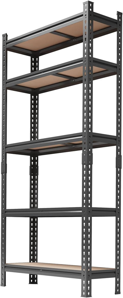 Garvee 5-Tier Utility Shelves, Metal Storage Shelves, Adjustable Shelving Units, Boltless Assembly, Garage Shelves Shed Shelving for Warehouse Garage Shed Basement,36 in W x 12 in D x 72 in H,Black