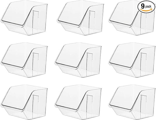 9-Pack Small Clear Storage Baskets, Adhesive Spice Rack Wall Mount for Countertop/Cabinet/Bathroom, Plastic Storage Bins Kitchen Wall Organizer and Storage Shelves, Spice Organizer