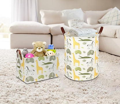 Kids Laundry Hamper,Green Laundry Basket,Baby Nursery Hamper,Waterproof Storage Bin,Clothes Organizer Basket,Room Decor(Green Animal)
