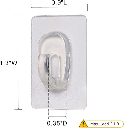 27 Pack Small Adhesive Wall Hooks, Clear Mini Hooks with Adhesive Strips, Damage Free Sticky Hooks for Hanging Decorations,Lights and Cables