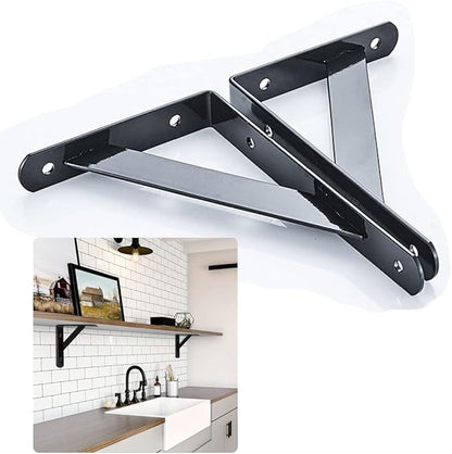 Shelf Brackets 4 Pcs Heavy Duty Triangle Shelf Brackets 6 in X 4 in Metal Shelf Support Angle Brackets Black Wall Shelf Brackets with Screws for Shelves Support DIY