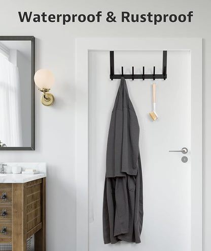 Over The Door Hooks, Door Hanger Hooks for Hanging, Over The Door Towel Racks for Bathroom, Coat Rack Door Towel Hanger Towel Hooks (1Pack, Black)