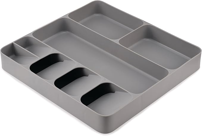 Joseph Joseph DrawerStore Compact Utensil Organizer For Kitchen Drawer Silverware, Flatware Tray, Large, Grey