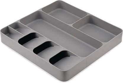 Joseph Joseph DrawerStore Compact Utensil Organizer For Kitchen Drawer Silverware, Flatware Tray, Large, Grey