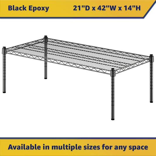 21" x 42" x 14" Black Epoxy Wire Storage Shelf, Dunnage Rack, Commercial 1 Tier Small Shelf