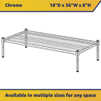 18" x 36" x 8" Chrome Wire Storage Shelf, Dunnage Rack, Commercial 1 Tier Small Shelf