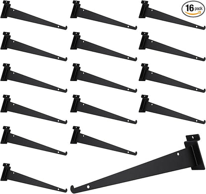 12 Inch Slatwall Shelf Bracket, Slatwall Accessories, Heavy Duty Slat Wall Shelf Bracket with Lip for Garage and Retail Display(16PC )
