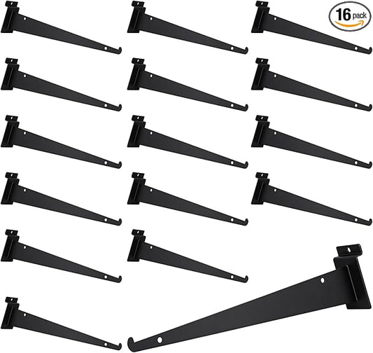 12 Inch Slatwall Shelf Bracket, Slatwall Accessories, Heavy Duty Slat Wall Shelf Bracket with Lip for Garage and Retail Display(16PC )
