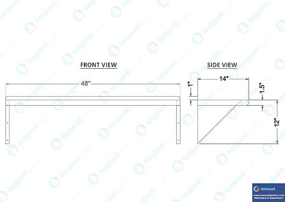 AmGood 48" Long X 14" Deep Stainless Steel Wall Shelf | NSF Certified | Appliance & Equipment Metal Shelving | Kitchen, Restaurant, Garage, Laundry, Utility Room