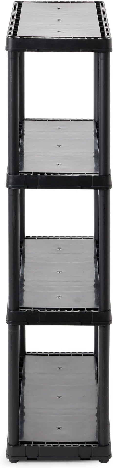 Gracious Living 4 Shelf Fixed Height Solid Light Duty Storage Unit 24 x 12 x 48" Organizer System for Home, Garage, Basement, and Laundry, Black