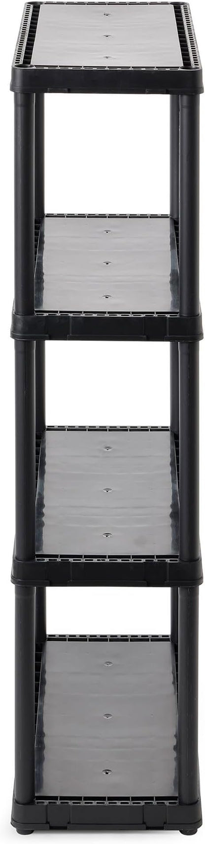 Gracious Living 4 Shelf Fixed Height Solid Light Duty Storage Unit 24 x 12 x 48" Organizer System for Home, Garage, Basement, and Laundry, Black
