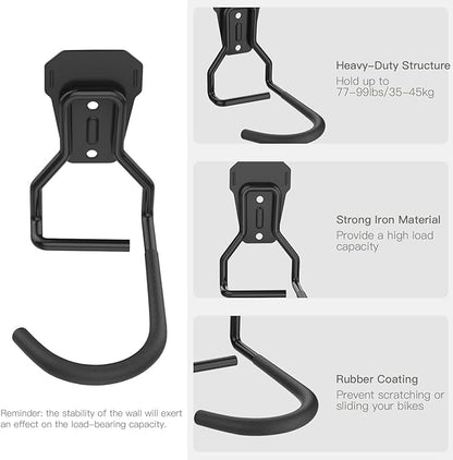 Housolution Bike Wall Mount with Fixed Hook, [4 Pack] Heavy Duty Bike Storage Rack, Bike Rack Vertical Stand for Garage - Easily Hang/Detach - with Screws Iron Bike Hanger Brackets