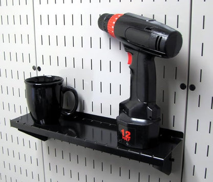 Wall Control Shelf 4in Deep Pegboard Shelf Assembly Pegboard and Slotted Tool Board - Black