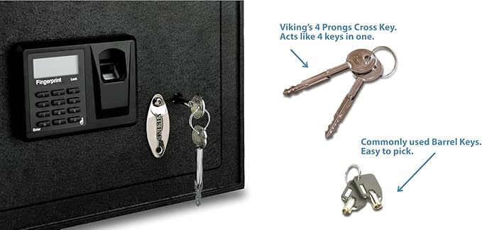 Viking Security Safe Large Biometric Safe – Quick-Access Fingerprint, PIN & Key Entry, Heavy-Duty Steel with Anti-Pry Door, Adjustable Shelves, Interior LED Light VS-50BLX
