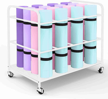 Yoga Mat Holder Organizer Yoga Mat Storage Rack Basket for Home Gym Exercise Workout Equipment Storage Shelf Cart