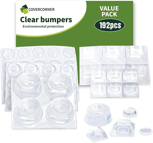 Rubber Cabinet Door Bumpers - 192 PCS Combo Pack Cabinet Bumpers Clear Rubber Bumpers for Cabinet Doors Rubber Stoppers Value Pack