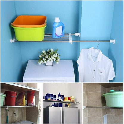 BAOYOUNI Tension Closet Shelf Heavy Duty Organizer Rack Stainless Steel Expandable Storage Shelves Rod Ivory, 39.76-60.04 Inch