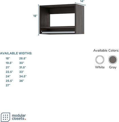 Tall Hanging Closet Unit - Modular Closet System For Hanging - Closet Organizers And Storage Shelves (Grey, 27 inches Wide)