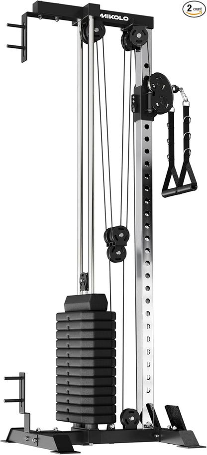 Mikolo Wall Mount Cable Station, Cable Crossover Machine with Dual Pulley System and 18 Adjustable Positions for Home Gym Fitness Equipment