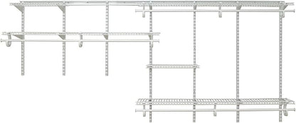 ClosetMaid ShelfTrack Wire Closet Organizer System, Adjustable from 7 to 10 Ft., With Shelves, Clothes Rods, Hardware, Durable Steel, White