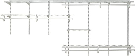ClosetMaid ShelfTrack Wire Closet Organizer System, Adjustable from 7 to 10 Ft., With Shelves, Clothes Rods, Hardware, Durable Steel, White