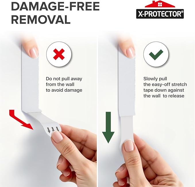 X-Protector Picture Hanging Strips - 20 Pairs Damage Free Picture Hangers - Self Adhesive Hangers Without Nails - Heavy Duty Wall Hanging Strips - Wall Sticky for Hanging Up to 15 LBS (Size M)