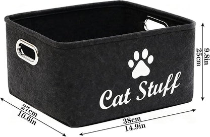 Cat Toy Bin Box Basket Storage container，Pet Toy Basket Bin Box For Cat Toys，Cat Toy Baskets With Metal Handles