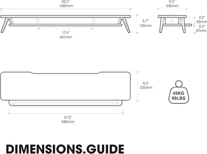 Fenge Dual Monitor Stand, Monitor Stands Riser for 2 monitors, 42.5 Inch Wood Desk Shelf with Storage Organizer and Cable Management for Office Desk Accessories