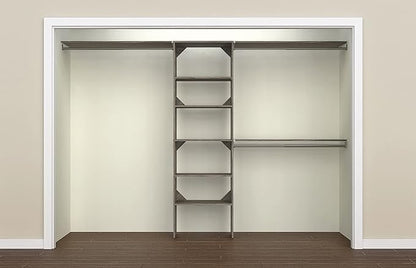 ClosetMaid SuiteSymphony Wood Closet Organizer Kit with Tower, 3 Hang Rods, Top Shelves, Adjustable, Fits Spaces 6 - 10 ft. Wide, Graphite Grey