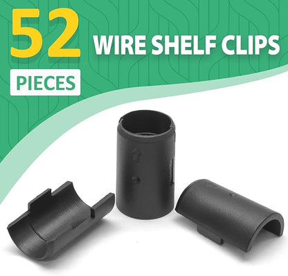 Luomorgo 52 Pcs 3/4 Inch Wire Shelf Clips, Plastic Shelf Lock Clips for 3/4" Post Shelving, Heavy Duty Wire Shelving Clips Replacements for Shelves, Racks (Black)