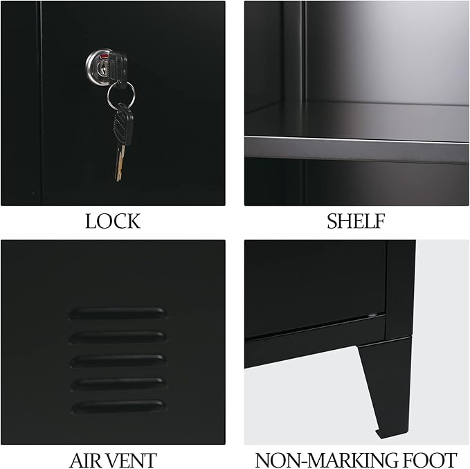 MIOCASA Metal Cabinet Home Office Storage Cabinets with Doors and Shelves Lockable File Cabinet Organizer Coat Lockers for Kids