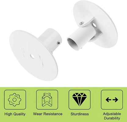 Adjustable Shower Curtain Rod Bracket, 2Pcs Different Sizes Titanium Steel Single Swivel Flange Heavy Duty Closet Rod Holder with Screws (White, Inner Dia. 22mm & 26mm)