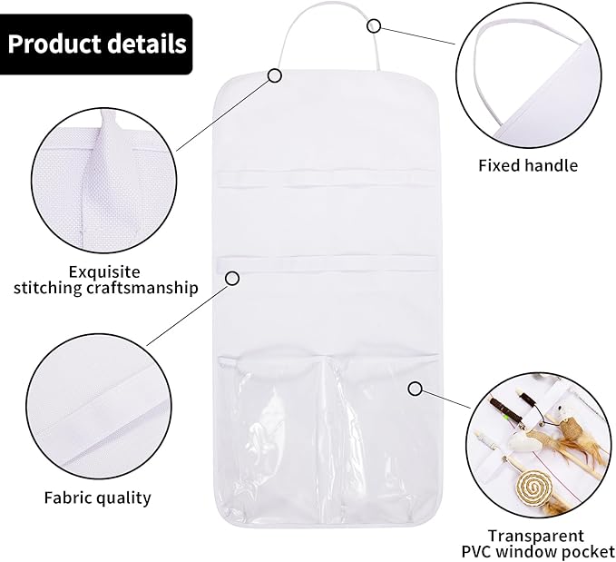 Cat Wand Toy Storage Hanging Bag,High Capacity Cat Wand Toy Storage Bag, Indoor Cat Toy Storage Organizer,Lightweight Pet Toy Storage Bag for Neatly Organizing Teaser Wand Toys,Keep Home Tidy(White)