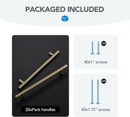 Champagne Bronze Cabinet Handles 7-1/2 Inch Hole Center Stainless Steel Drawer Pulls for Cabinets, Dresser, Bathroom 20 Pack
